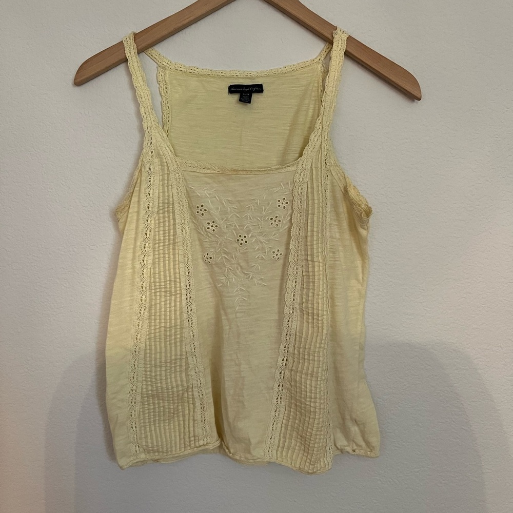 American Eagle Outfitters Yellow Lace Tank Top